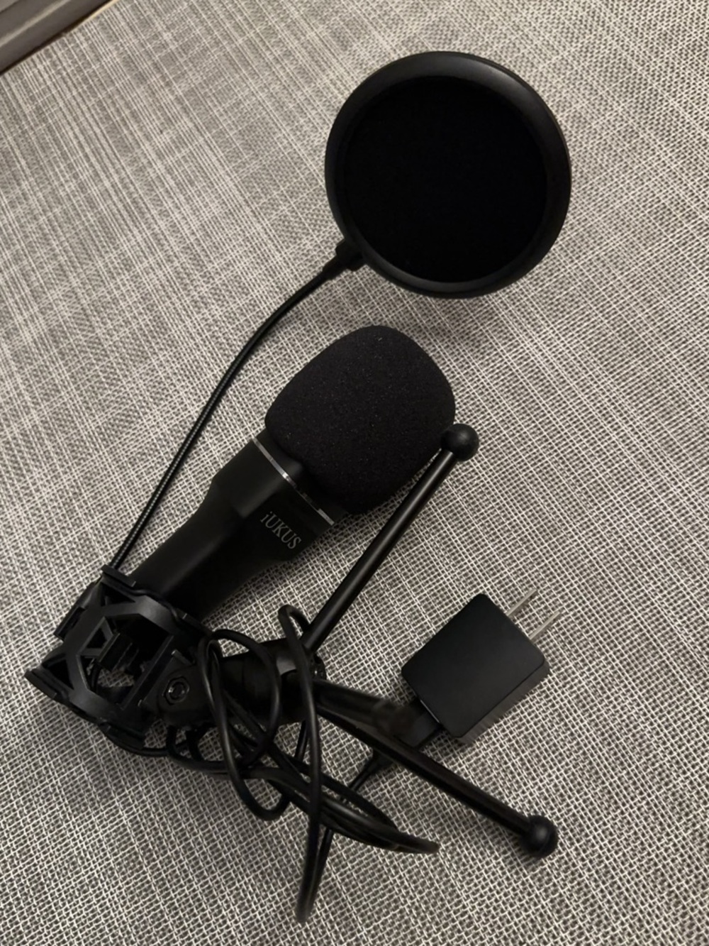 Black Desktop Microphone Kit with Pop Filter and Tripod Stand